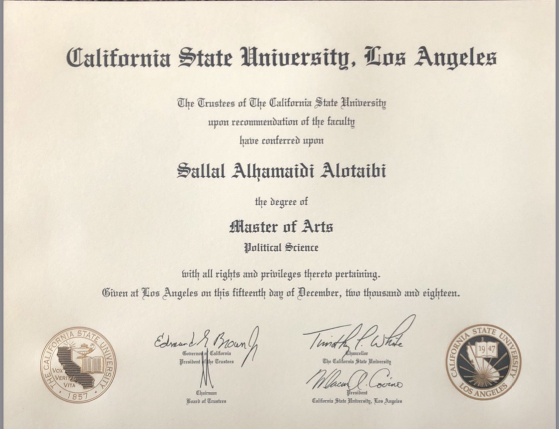 Master of Arts — Sallal Alotaibi